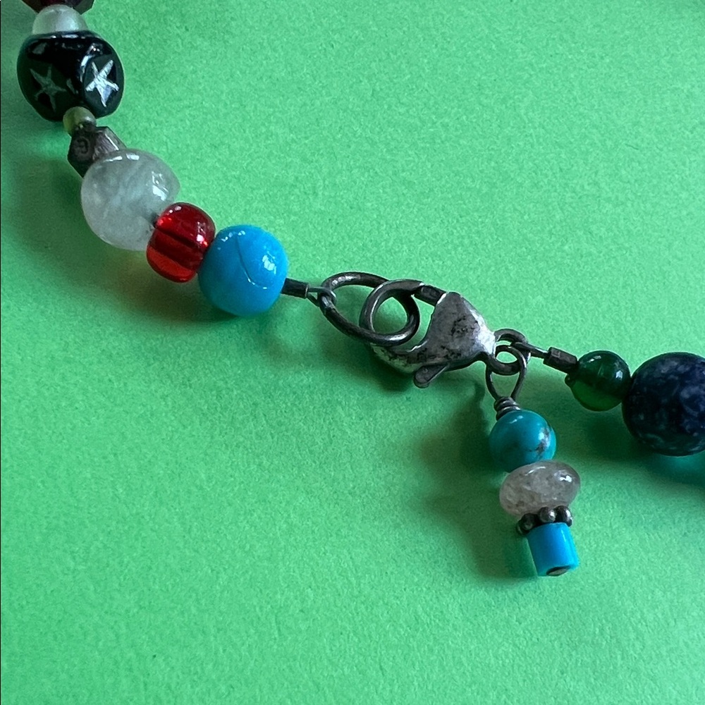 Colorful Beaded Necklace with Silver Bee Pendant - Picture 4 of 6